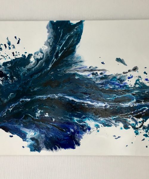 Pouring in blau 50x70